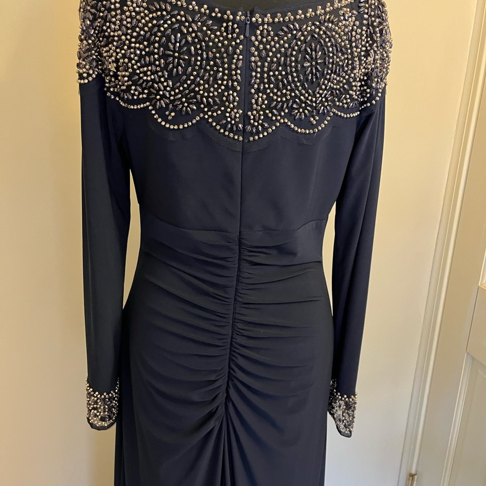 Elegant Navy Beaded Women's Dress